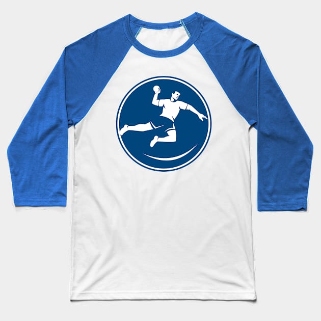 Handball Player Jumping Throwing Ball Icon Baseball T-Shirt by patrimonio